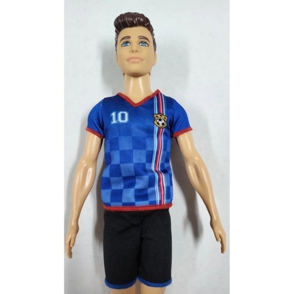 Ken Doll Soccer Player Outfit Blue Jersey Shorts Number 10 Fashion Doll